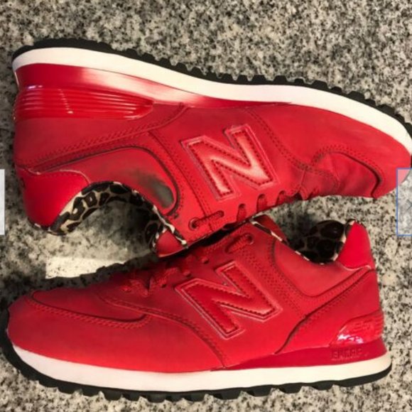 New Balance 574 Womens Red Leopard 